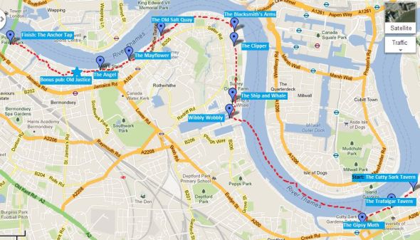Thames pub crawl map