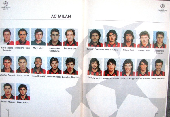 Milan individual squad photos 1995
